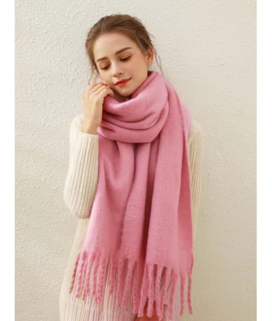 Solid Blanket Scarf W/ Twisted Tassels